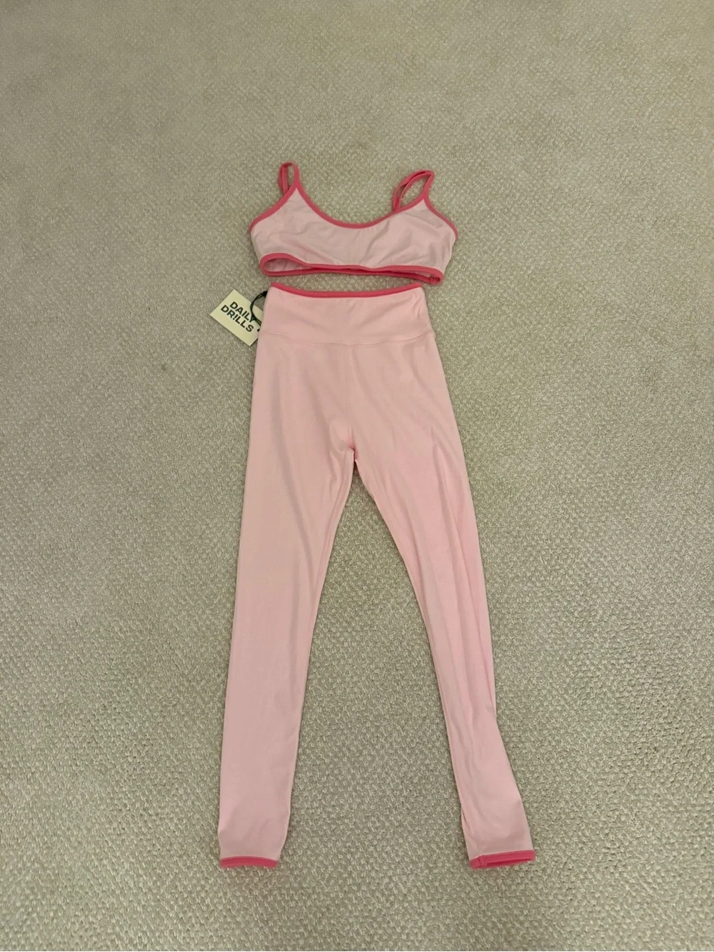 Daily Drills Pink Two-Piece Active Set - Crop Top & High-Waist Leggings
